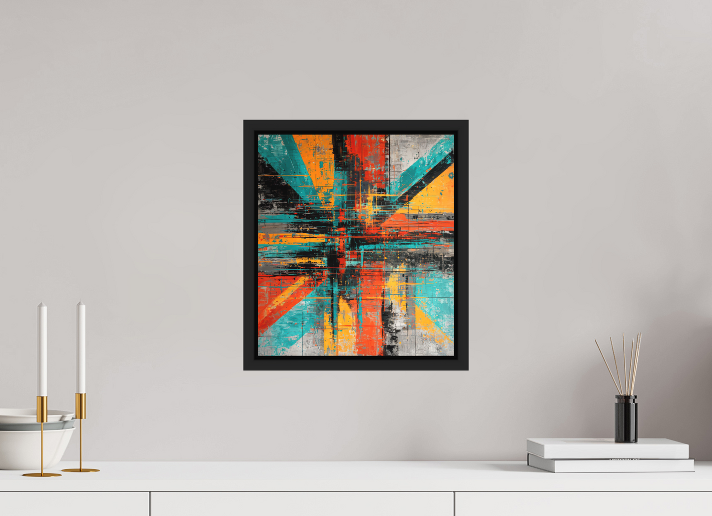 12 x 13.6″, Photo Print on Aluminum Backing with boarder Abstract Paint Lines