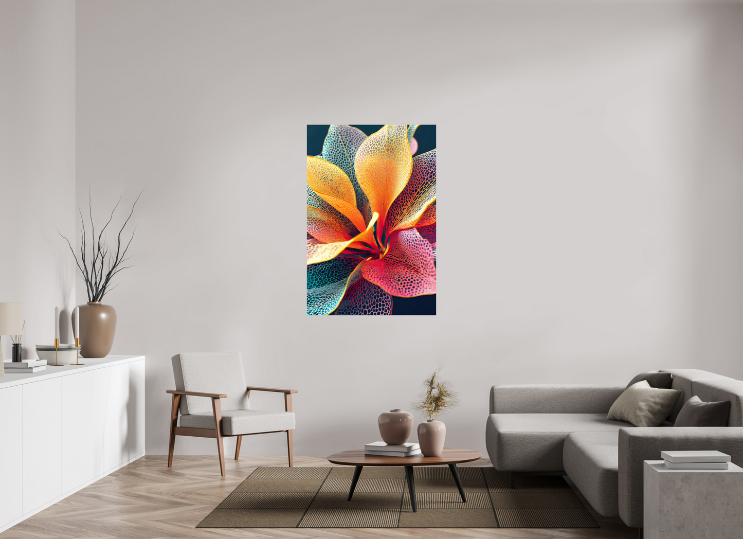 36 x 53″, Fine Art Print On Aluminum Dibond Colorful Flower