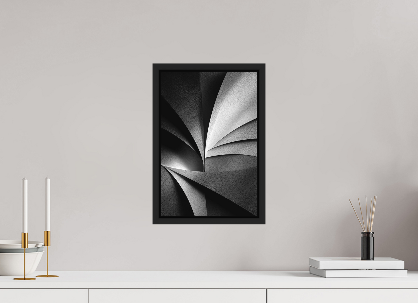 10 x 15″, Photo Print on Aluminum Backing with boarder Abstract B&W 1