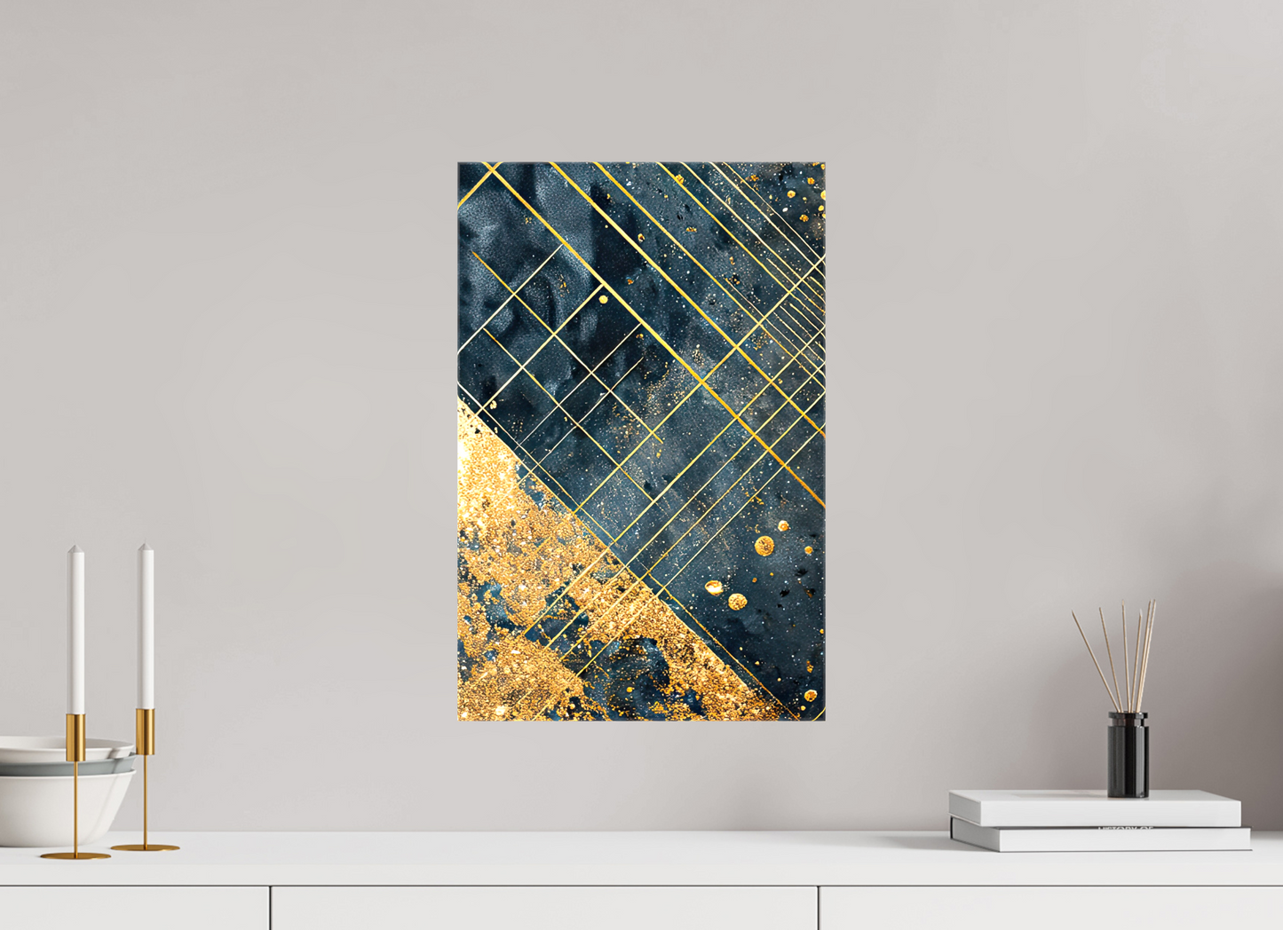 12 x 18.4″, Glossy Canvas Art Deco Gold Lines