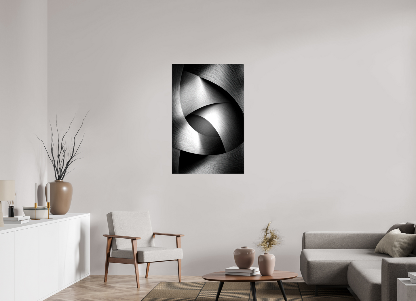 28 x 42.8″, Glossy Canvas Abstract B&W 4