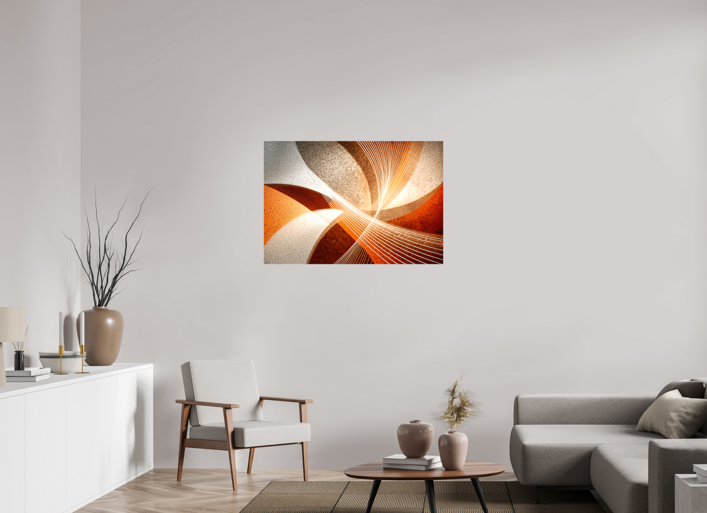 41 x 28″, Glossy Canvas Orange & White Swirl