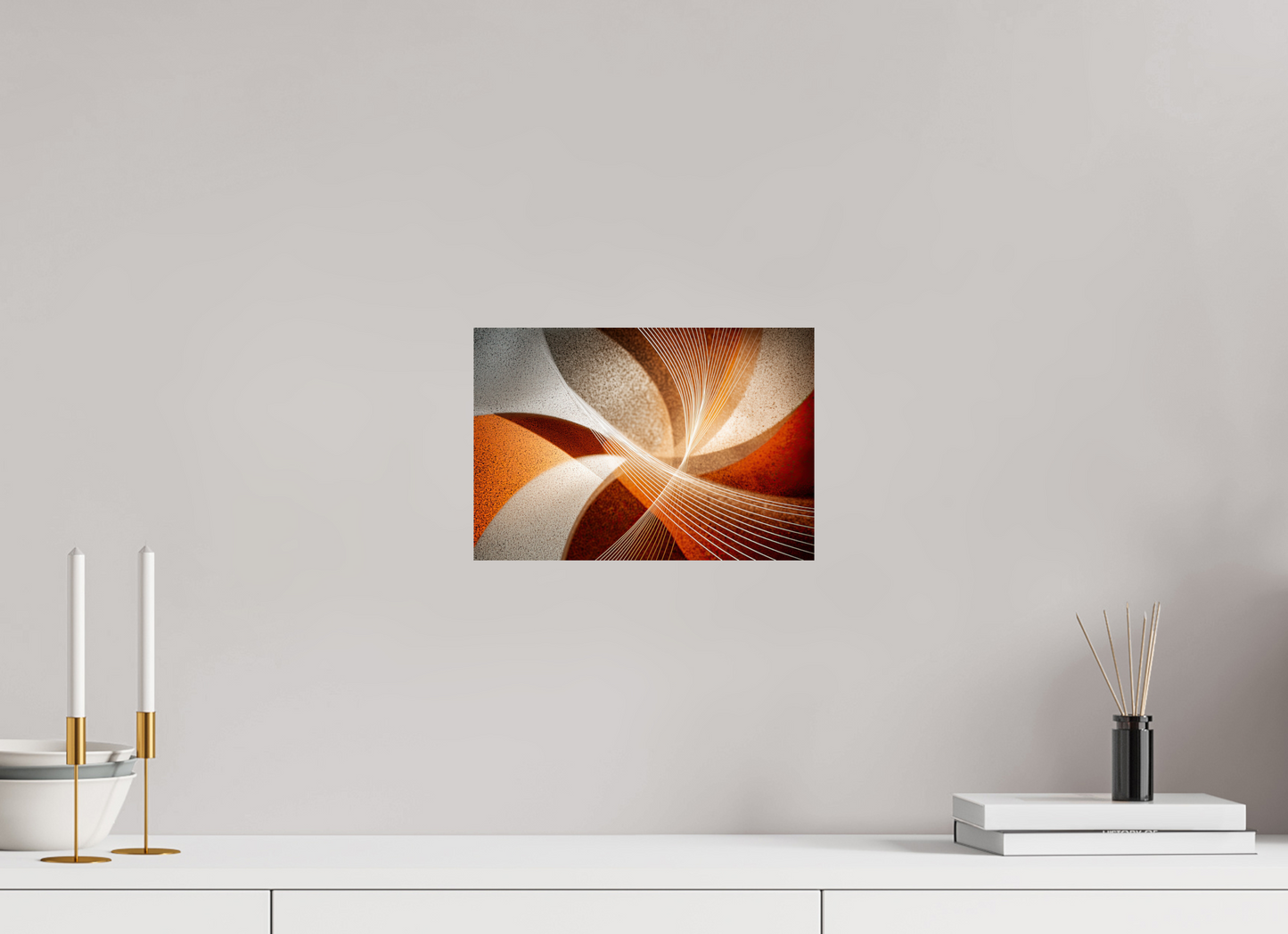 11.7 x 8″, Fine Art Print On Aluminum Dibond Orange & White Swirl