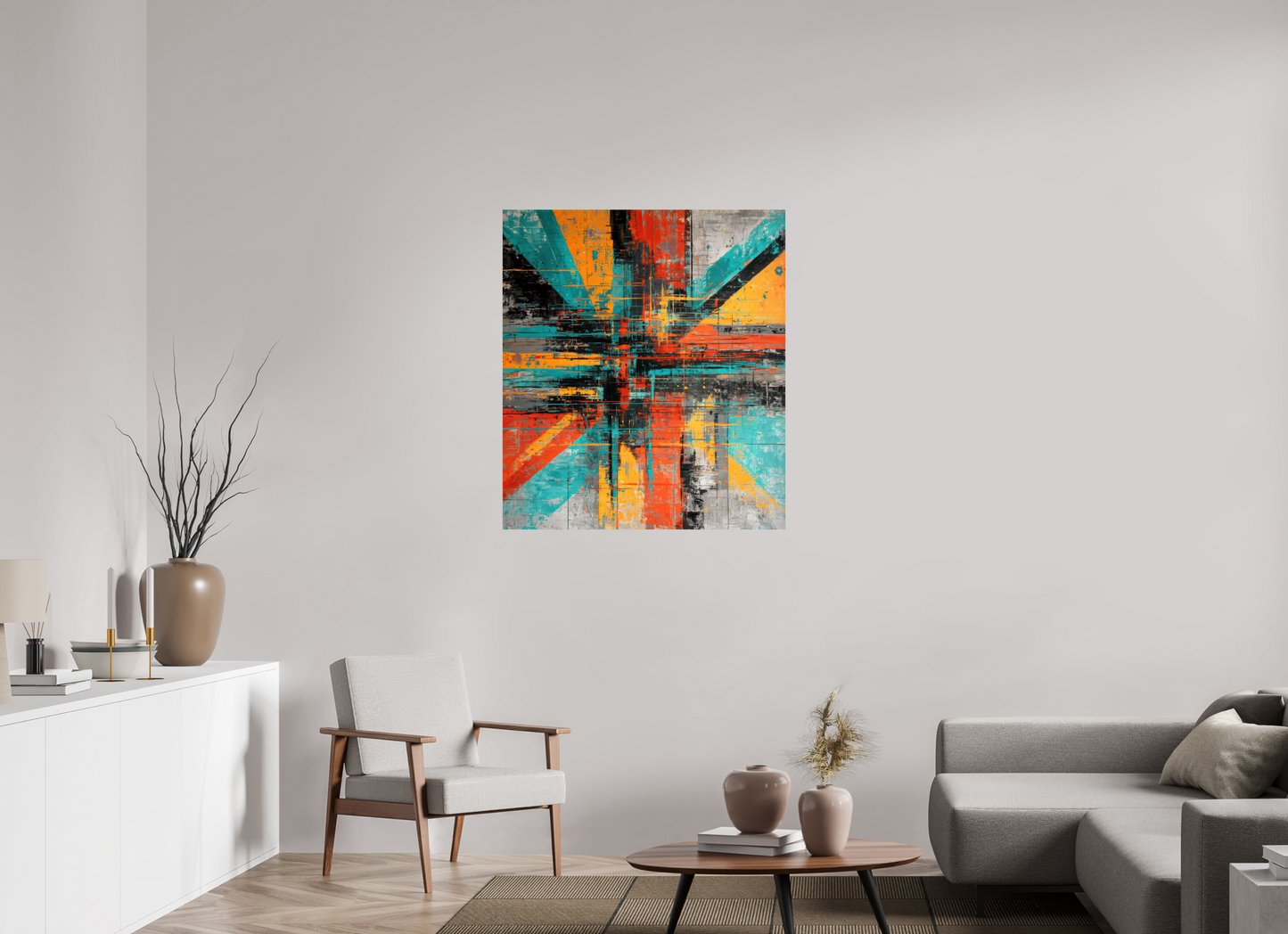 36 x 40.7″, Fine Art Print On Aluminum Dibond Abstract Paint Lines