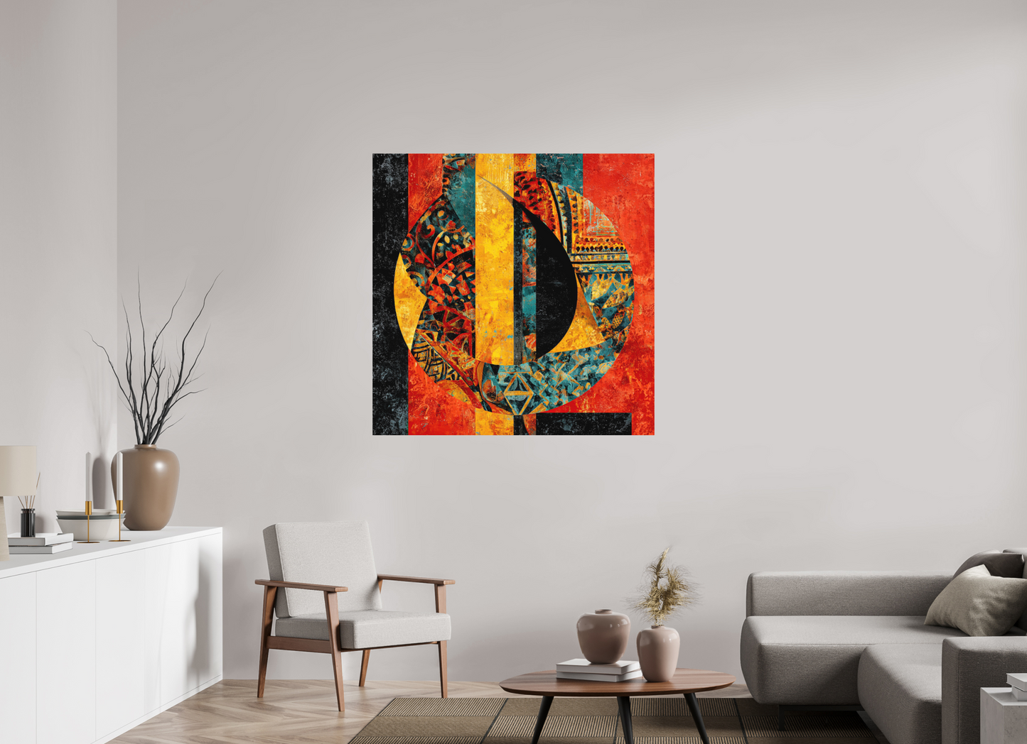 45 x 45″, Photo Print on Aluminum Backing Tribal Circle 2