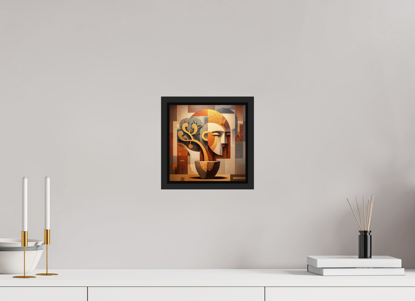 8 x 8″, Fine Art Print on Aluminum Dibond with Boarder Abstract Pot Head