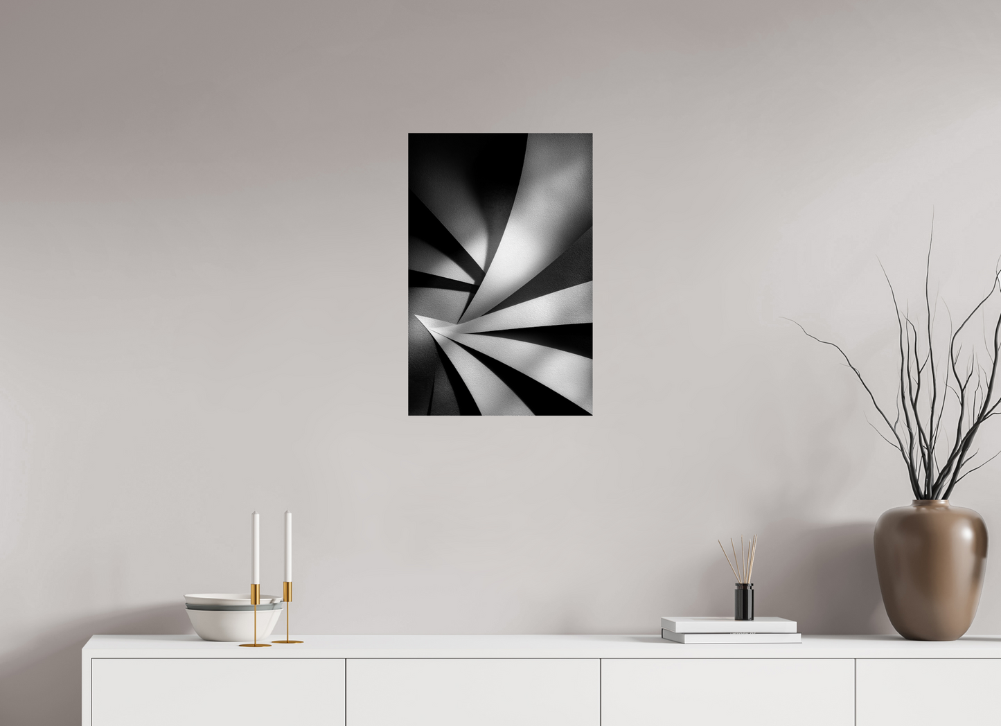 16 x 24.5″, Fine Art Print On Aluminum Dibond Abstract B&W 2