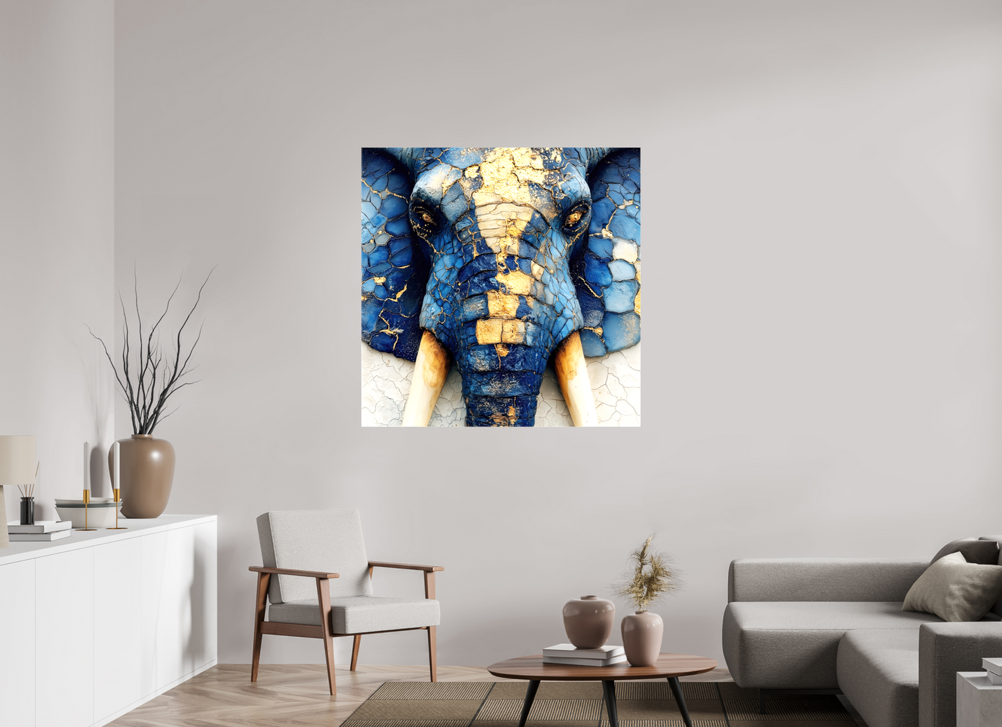 45 x 45″, Glossy Canvas Elephant
