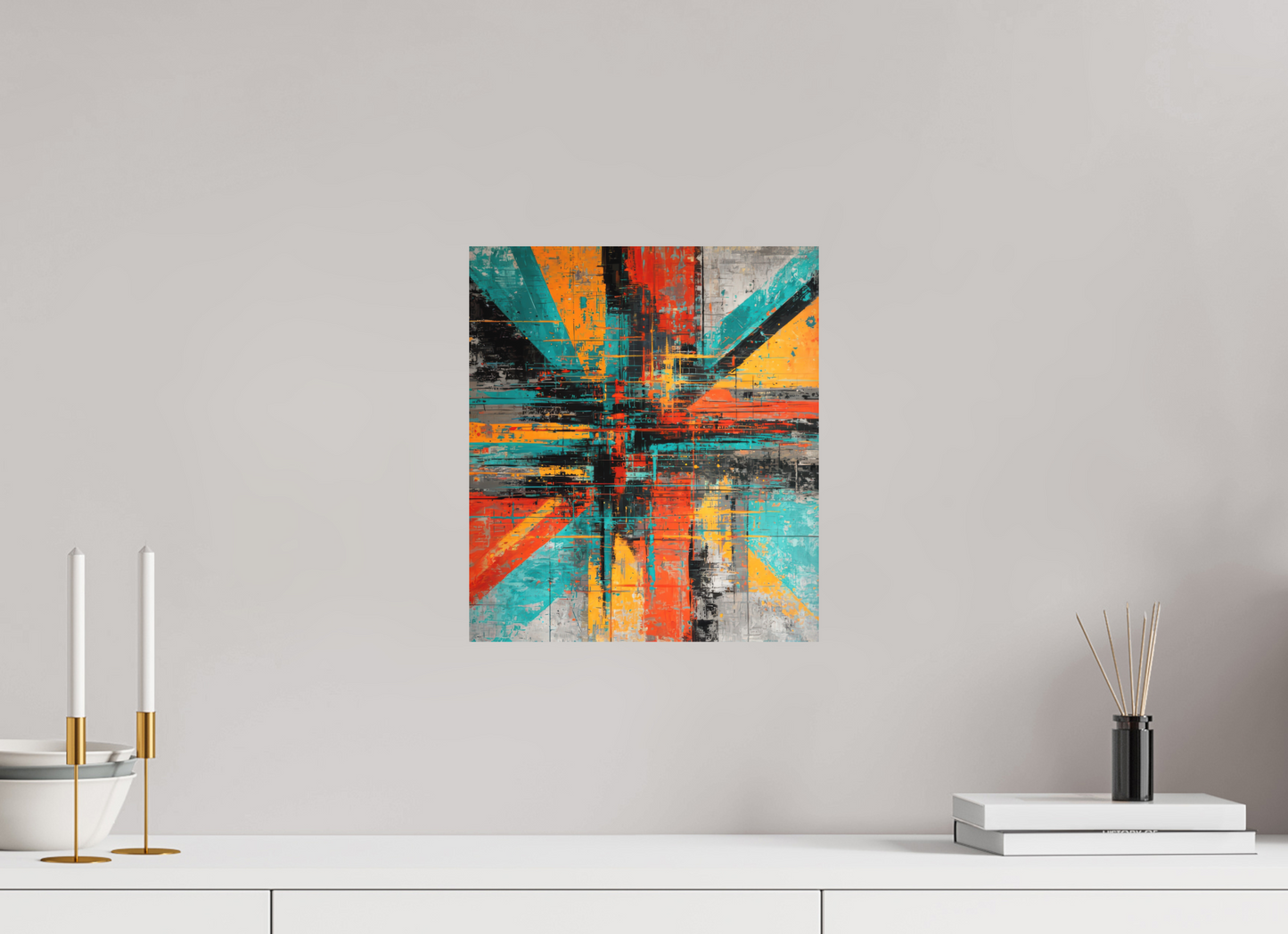 12 x 13.6″, Photo Print on Aluminum Backing Abstract Paint Lines