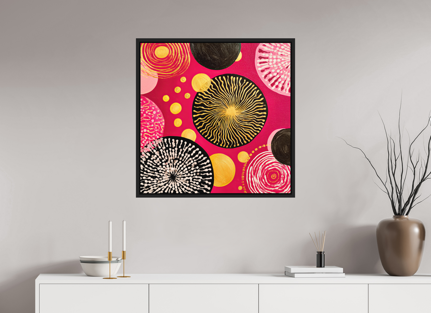 30 x 30″, Photo Print on Aluminum Backing with boarder Spores