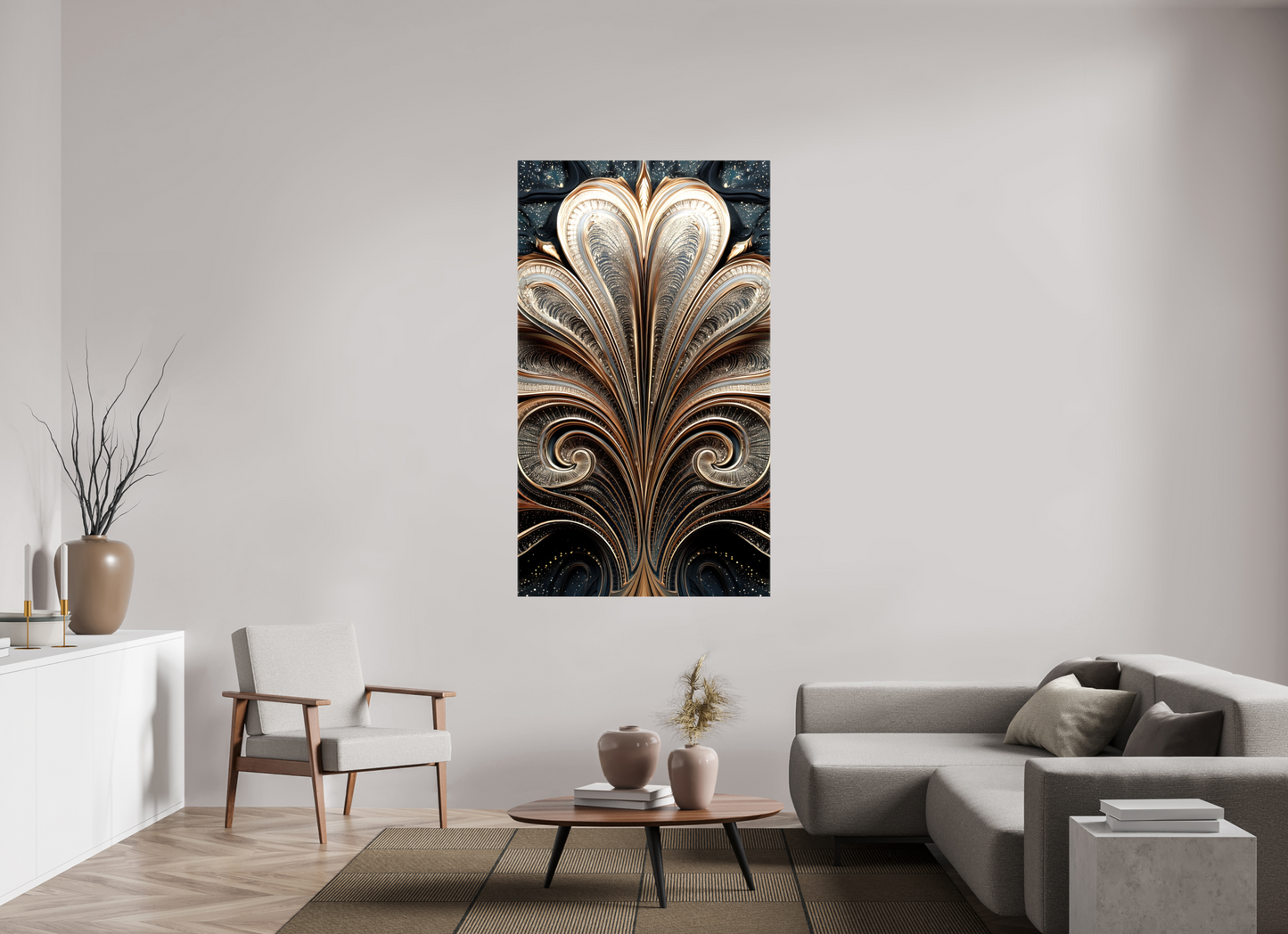 39 x 67.6″, Glossy Canvas Art Deco Abstract Flower 4