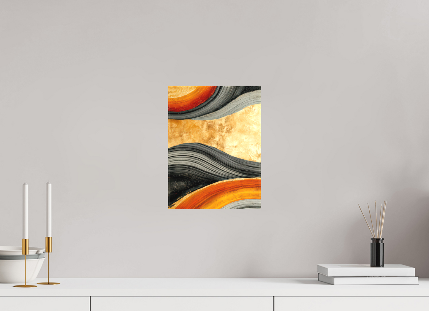 9 x 12″, Textile on Canvas Abstract Gold Geode 3