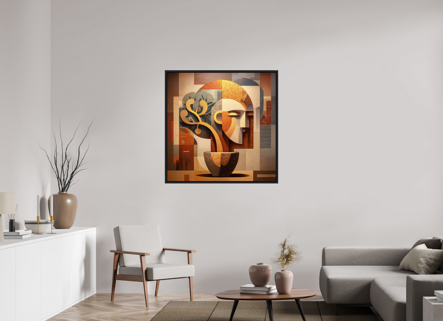 40 x 40″, Fine Art Print on Aluminum Dibond with Boarder Abstract Pot Head