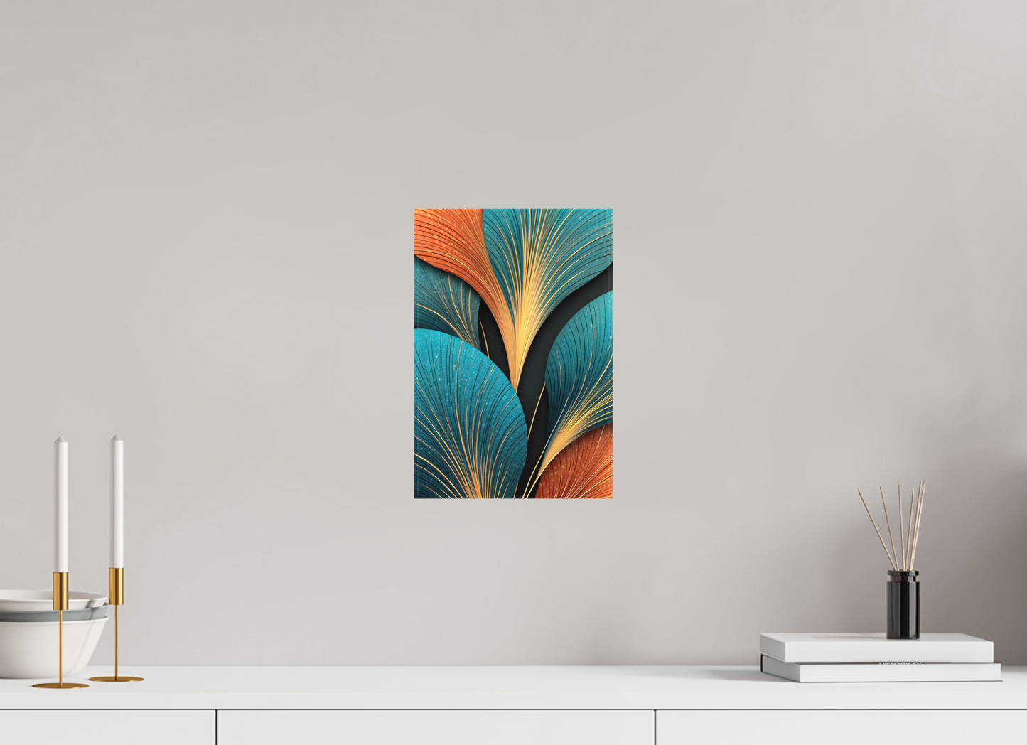 8 x 11.8″, Textile on Canvas Art Deco Flowers
