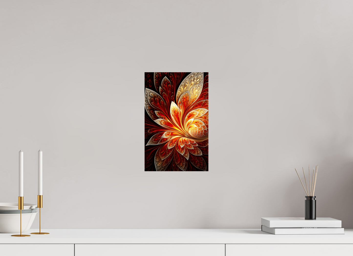 8 x 12.4″, Fine Art Print On Aluminum Dibond Abstract Fire Flower