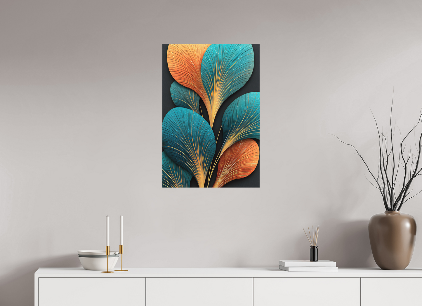 20 x 29.6″, Photo Print on Aluminum Backing Art Deco Flowers