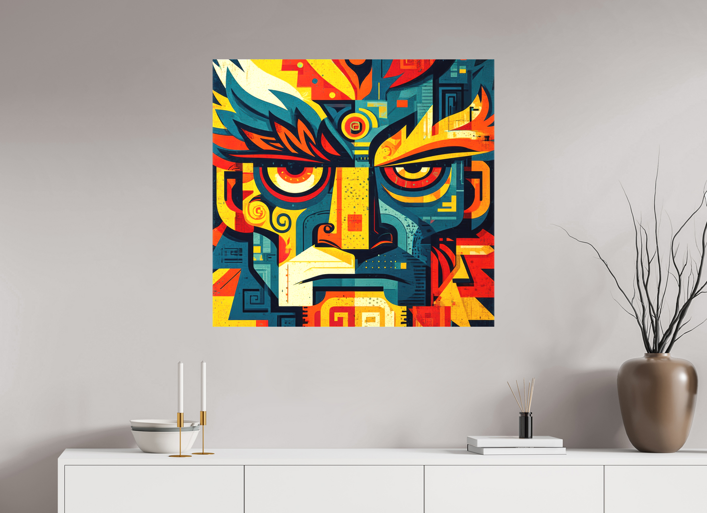 33.7 x 32″, Textile on Canvas Urban Tribal 3