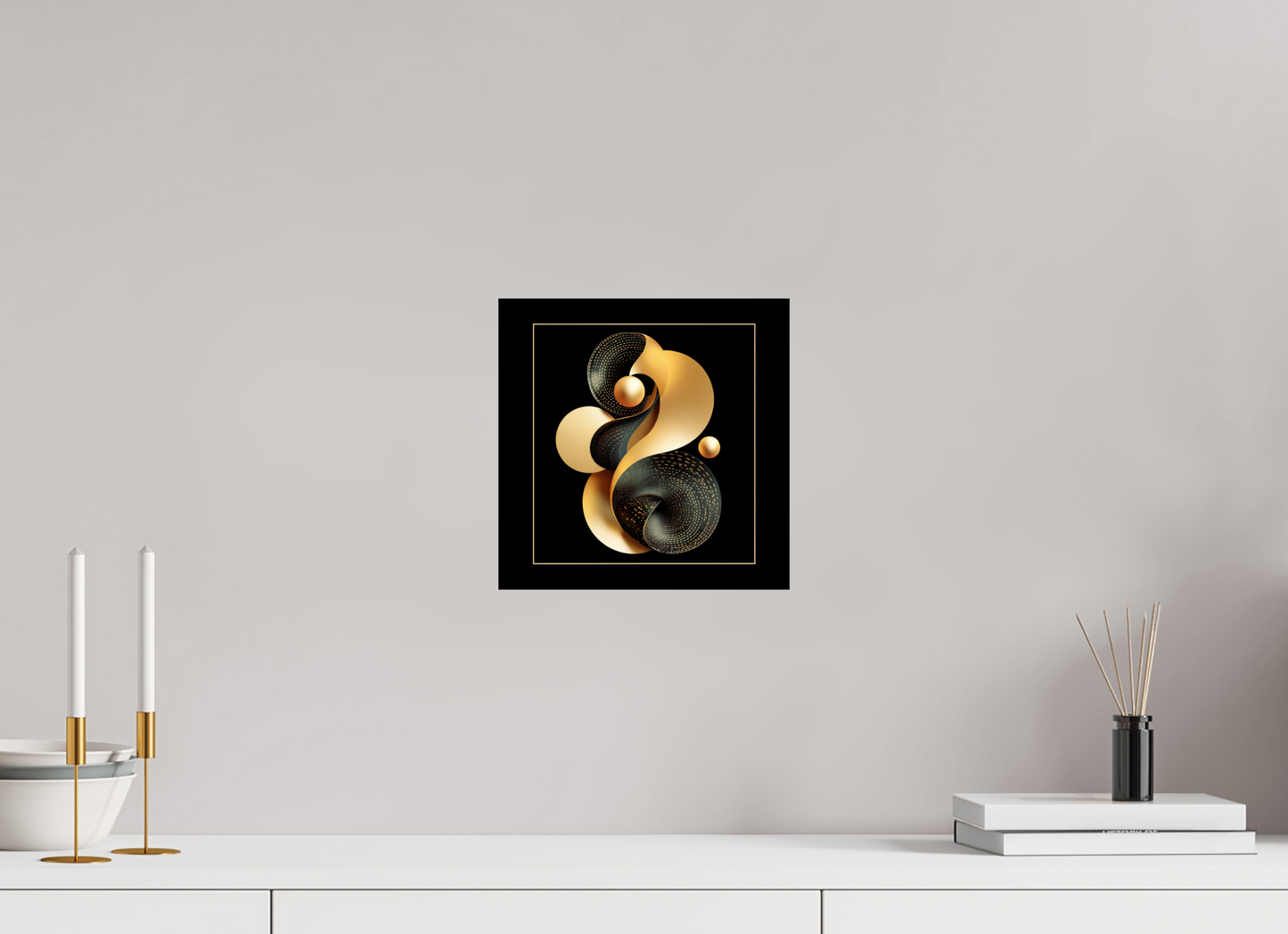 10 x 10″, Fine Art Print On Aluminum Dibond Abstract Black & Gold