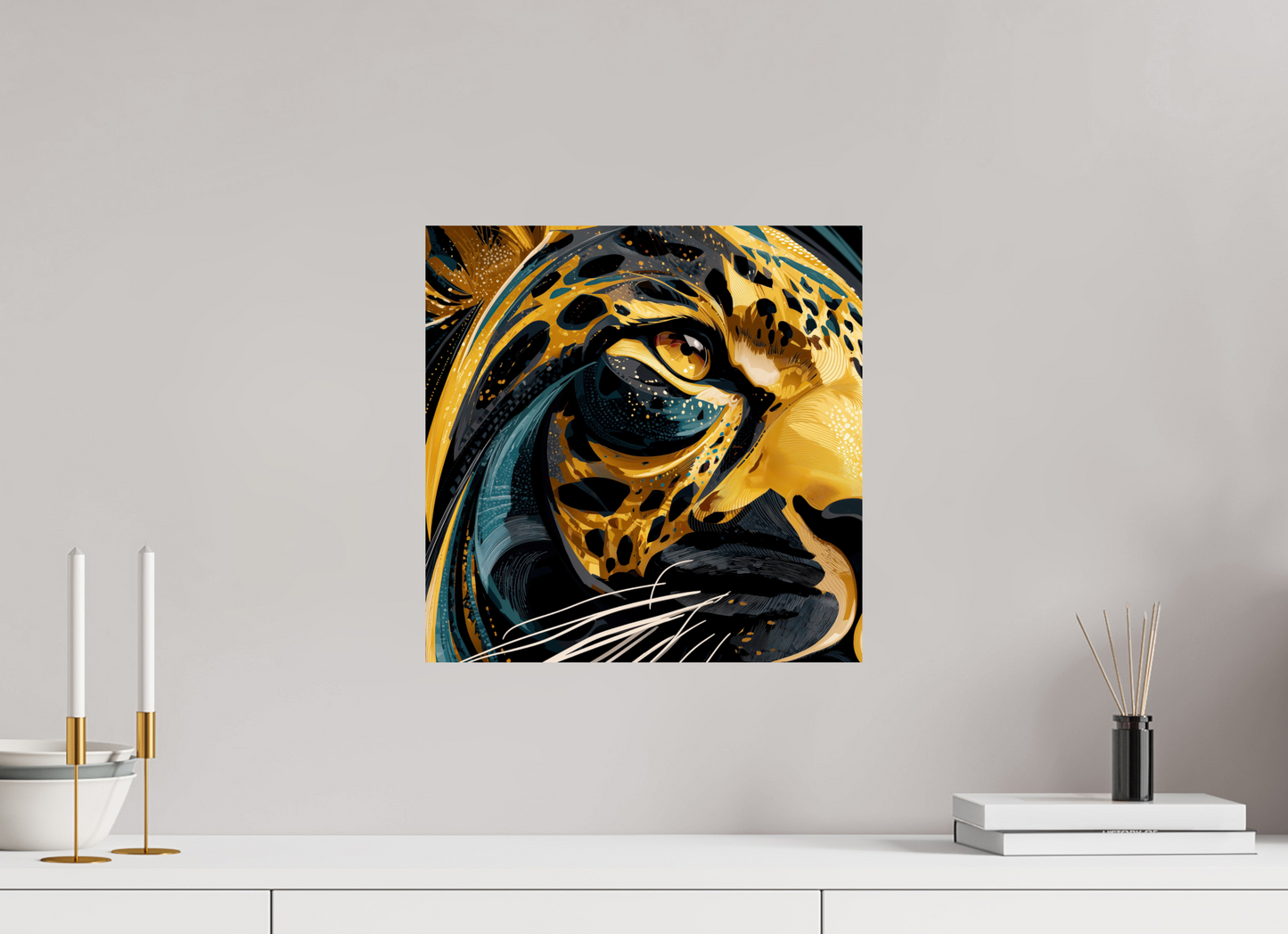 15 x 15″, Fine Art Print On Aluminum Dibond Abstract Panther