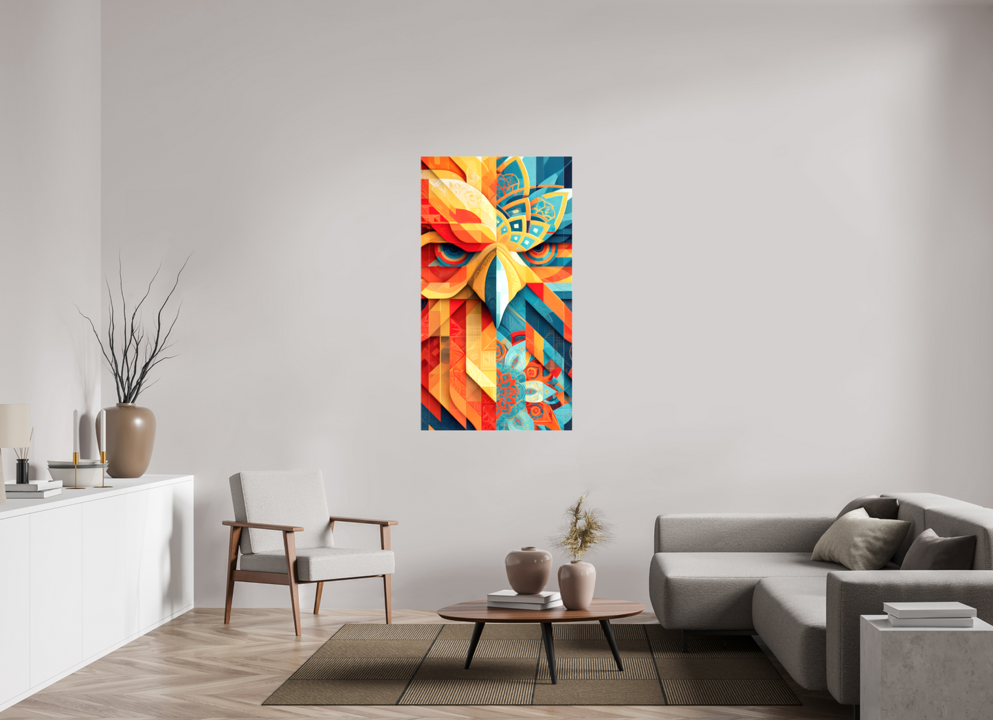 31 x 56.4″, Glossy Canvas Abstract Warm & Cold Eagle
