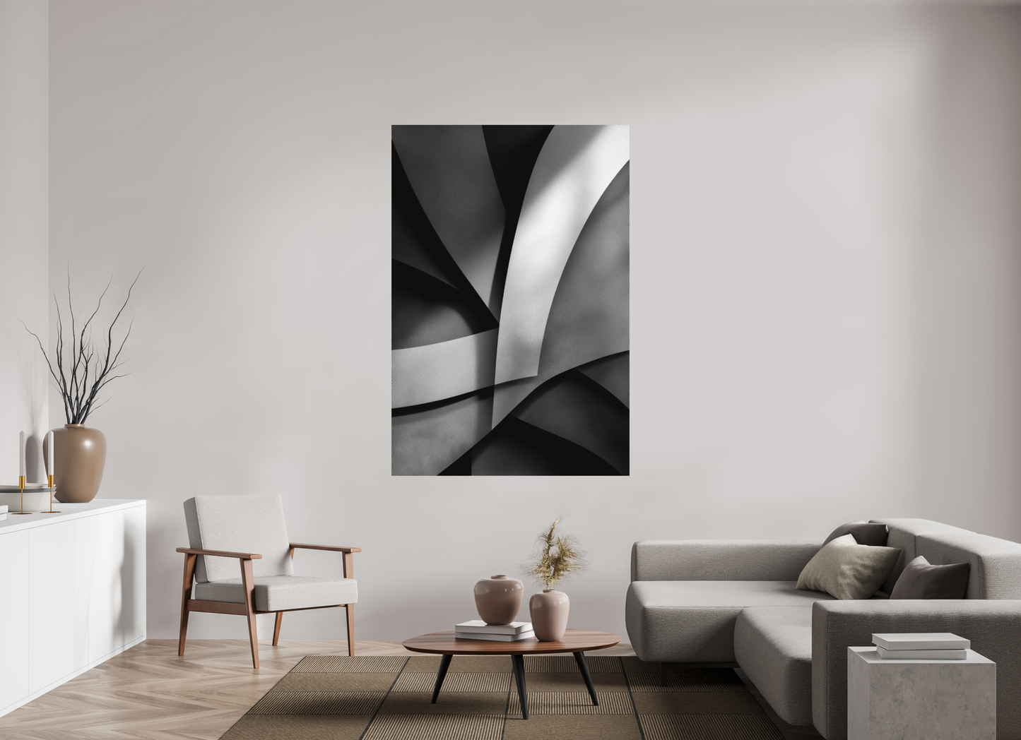 47 x 69.4″, Photo Print on Aluminum Backing Abstract B&W 3