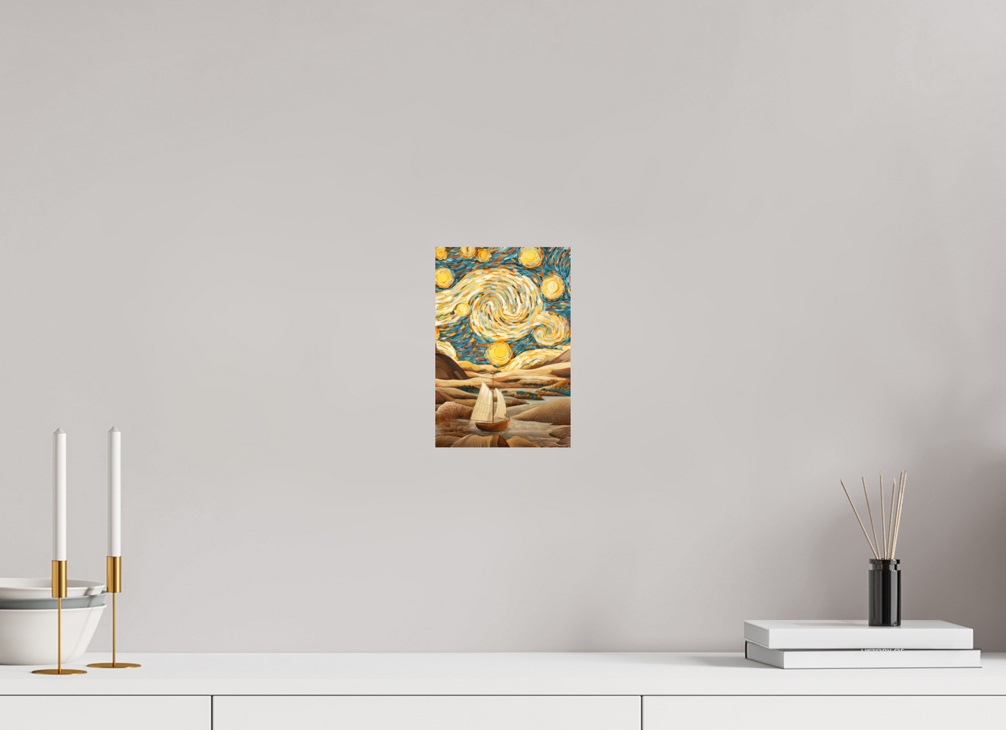 6 x 8.9″, Fine Art Print On Aluminum Dibond Starry Night Desert