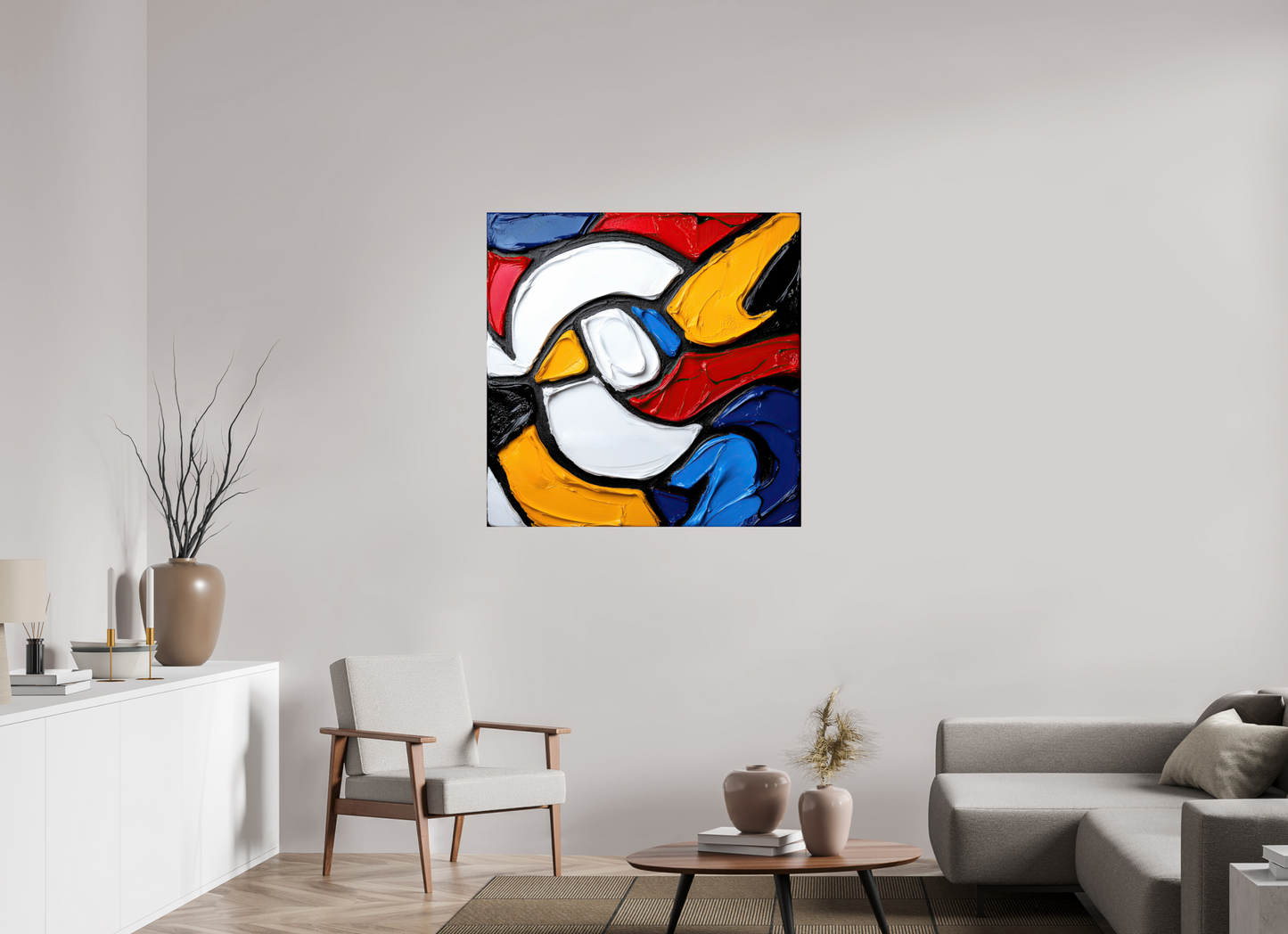 40 x 40″, Fine Art Print On Aluminum Dibond Abstract Paint Bird