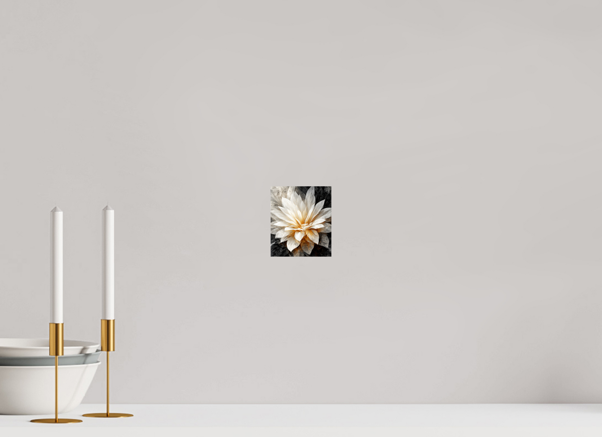 4 x 4.6″, Fine Art Print On Aluminum Dibond White & Gold Flower 2