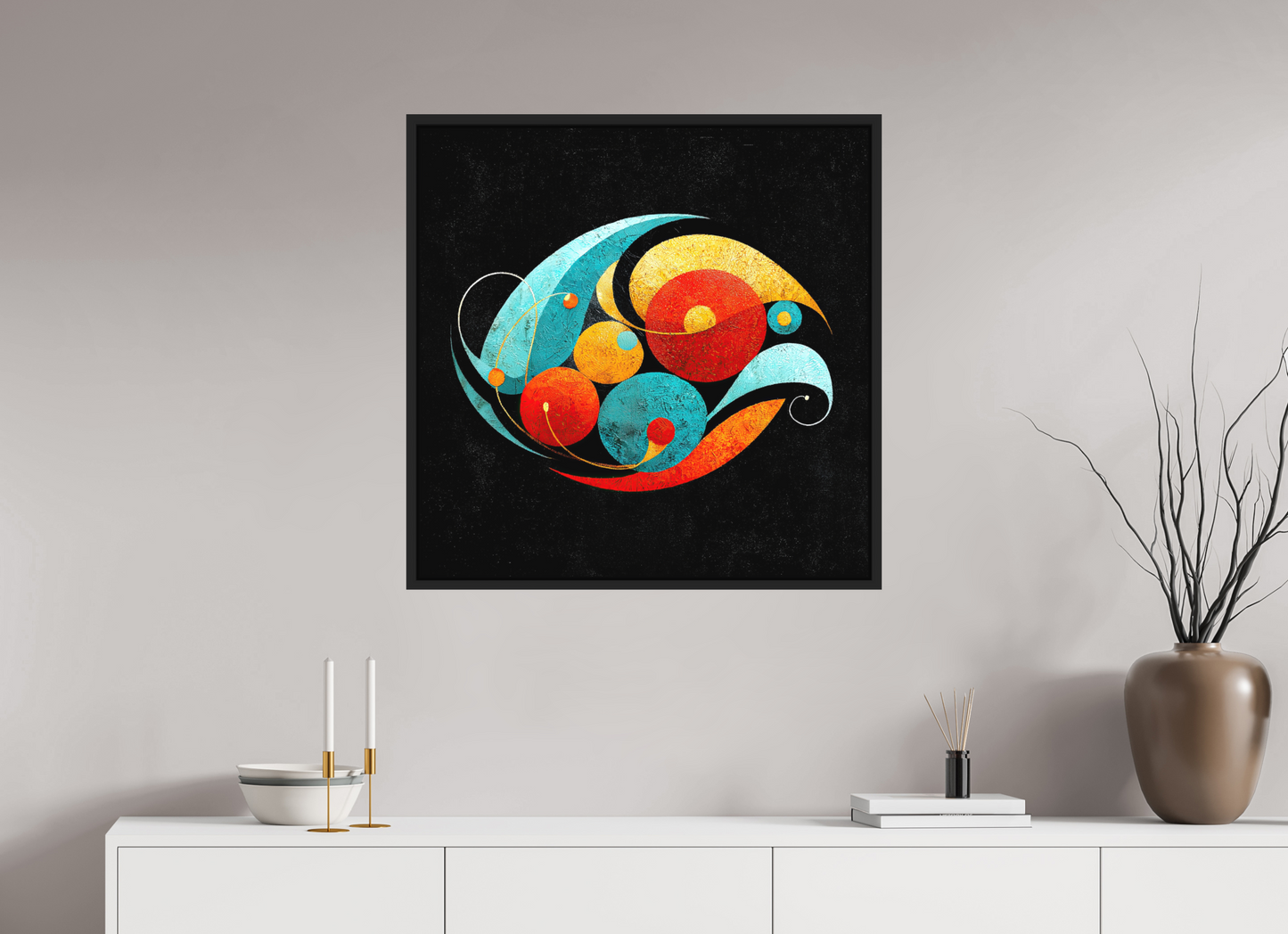30 x 30″, Photo Print on Aluminum Backing with boarder Abstract Olives