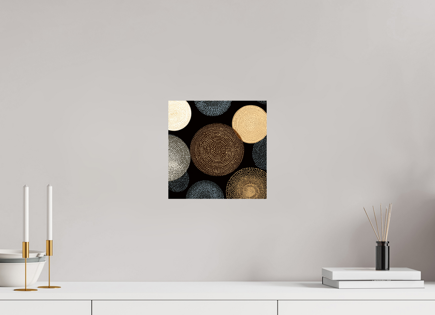10 x 10″, Fine Art Print On Aluminum Dibond Dot Circles