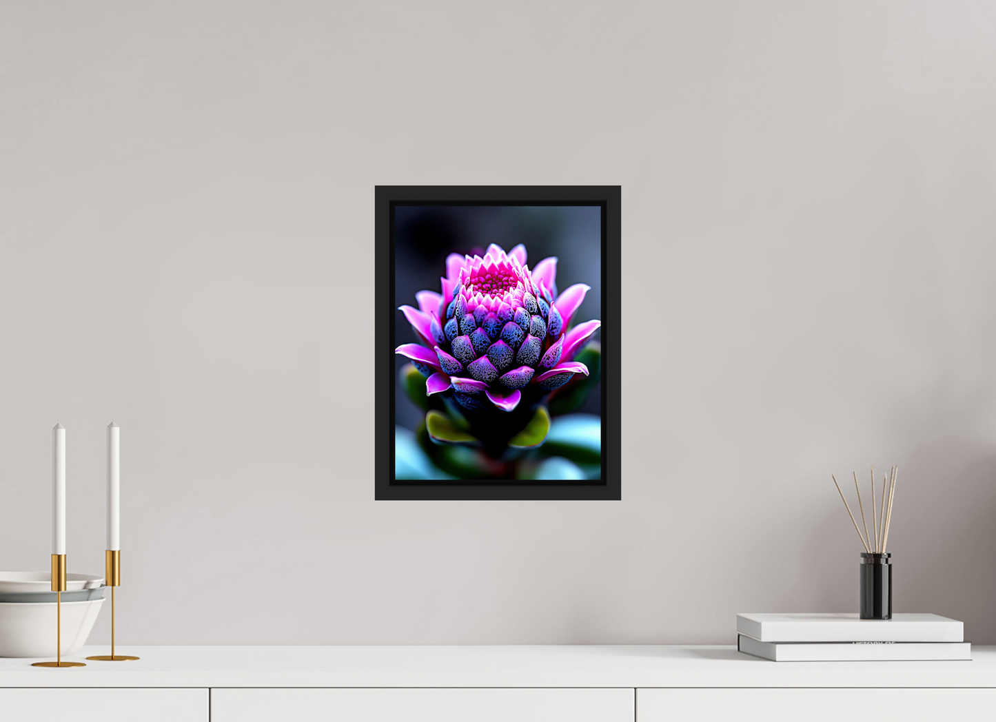 9 x 12″, Fine Art Print on Aluminum Dibond with Boarder Pink Bud Flower