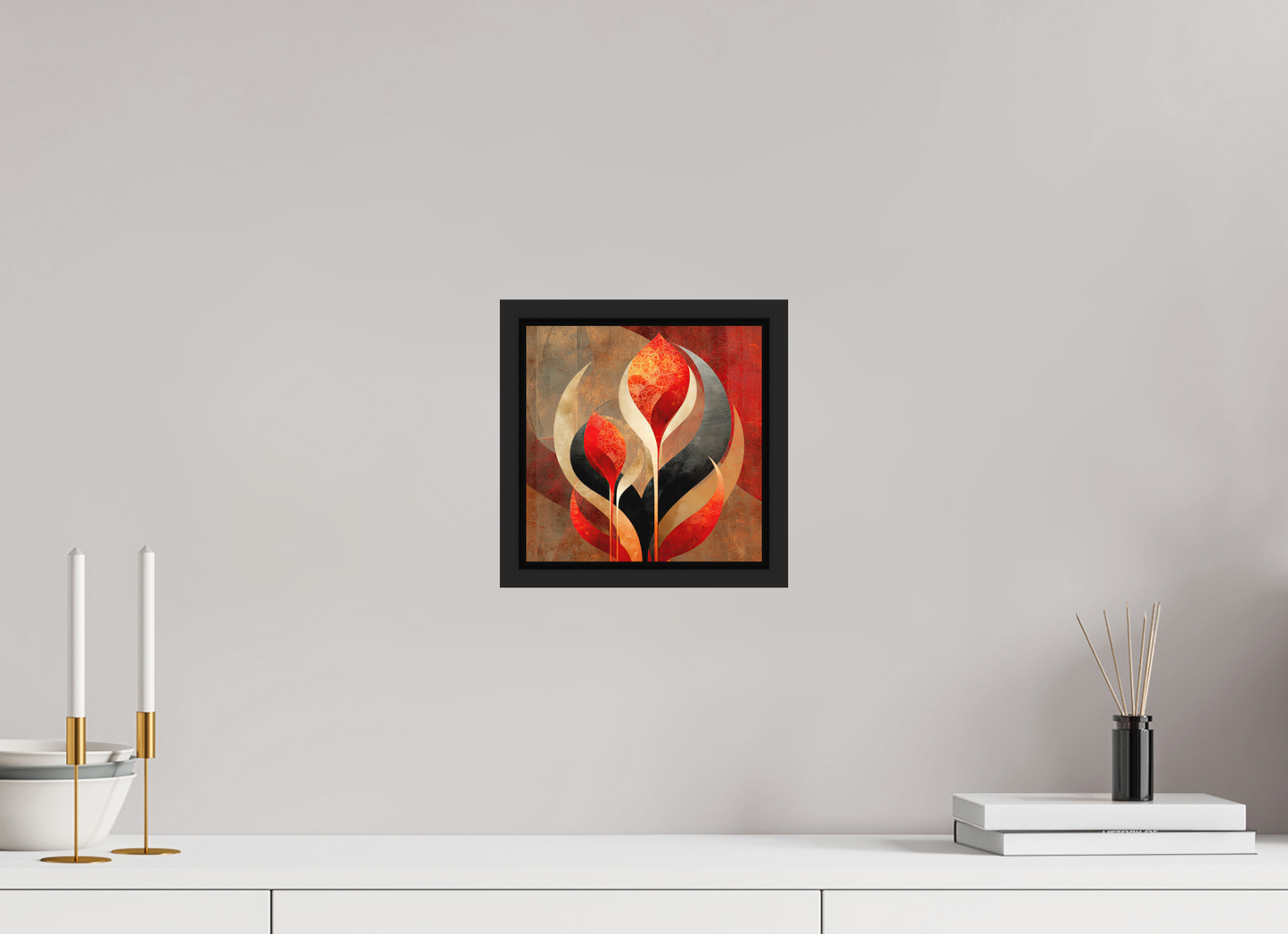 8 x 8″, Photo Print on Aluminum Backing with boarder Abstract Flowers 1