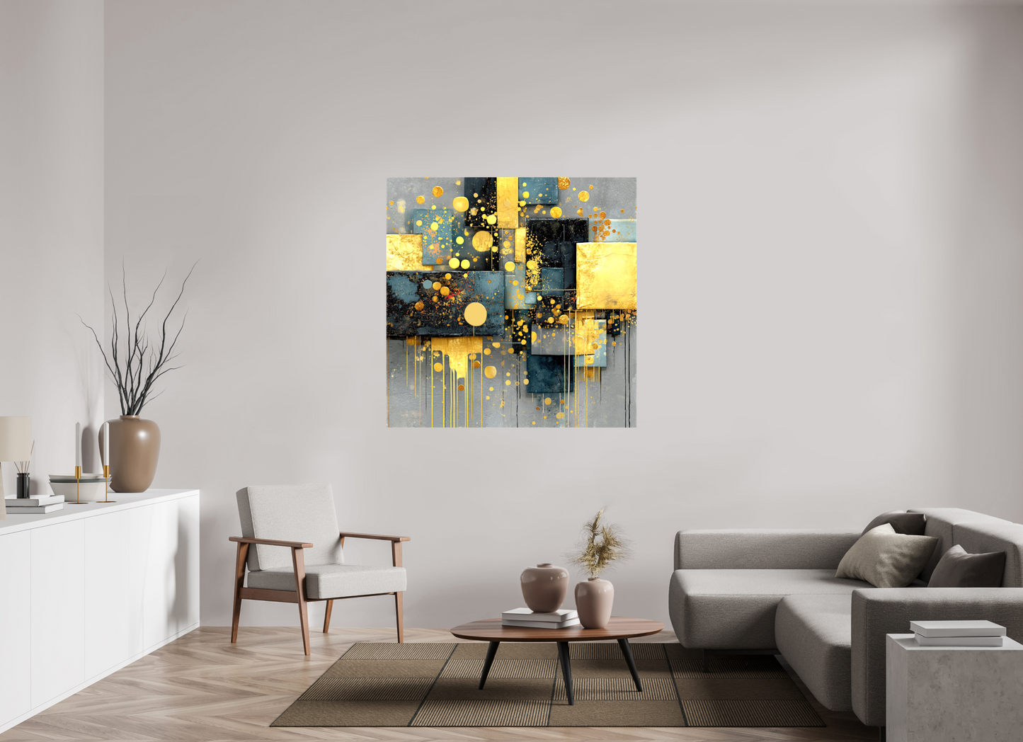 50 x 50″, Glossy Canvas Abstract Gold