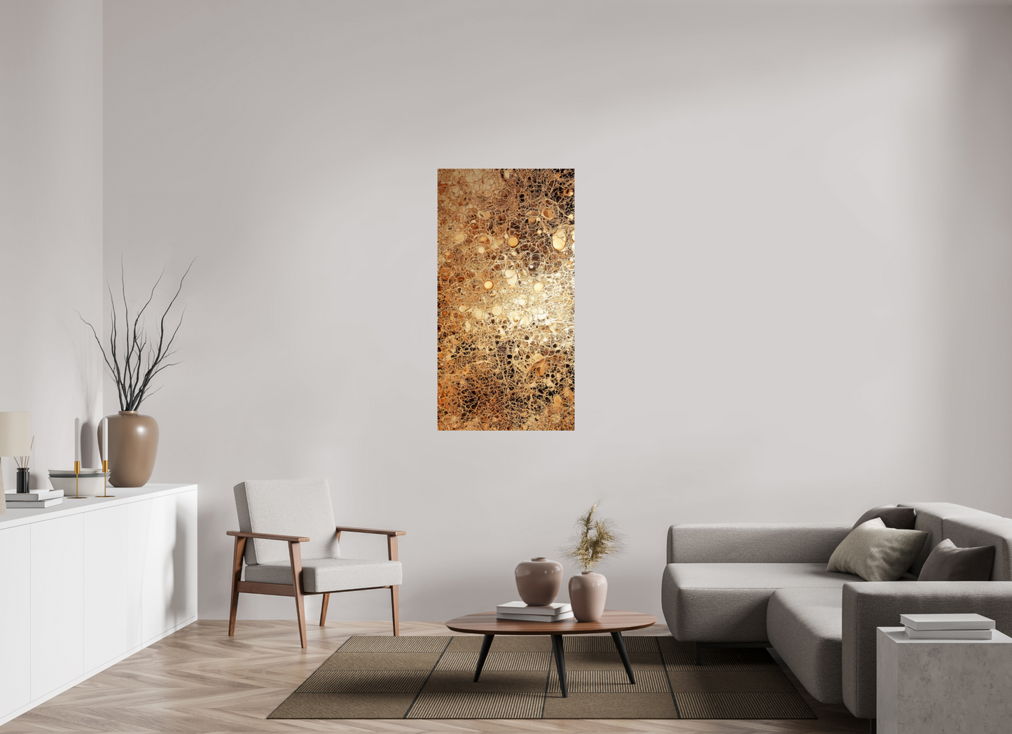 28 x 53.5″, Fine Art Print On Aluminum Dibond Gold Leather