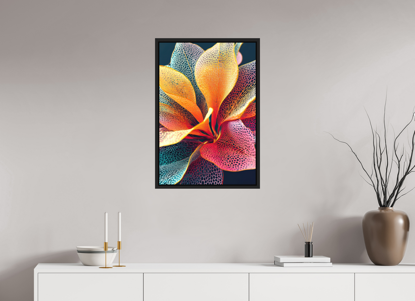 20 x 29.4″, Photo Print on Aluminum Backing with boarder Colorful Flower