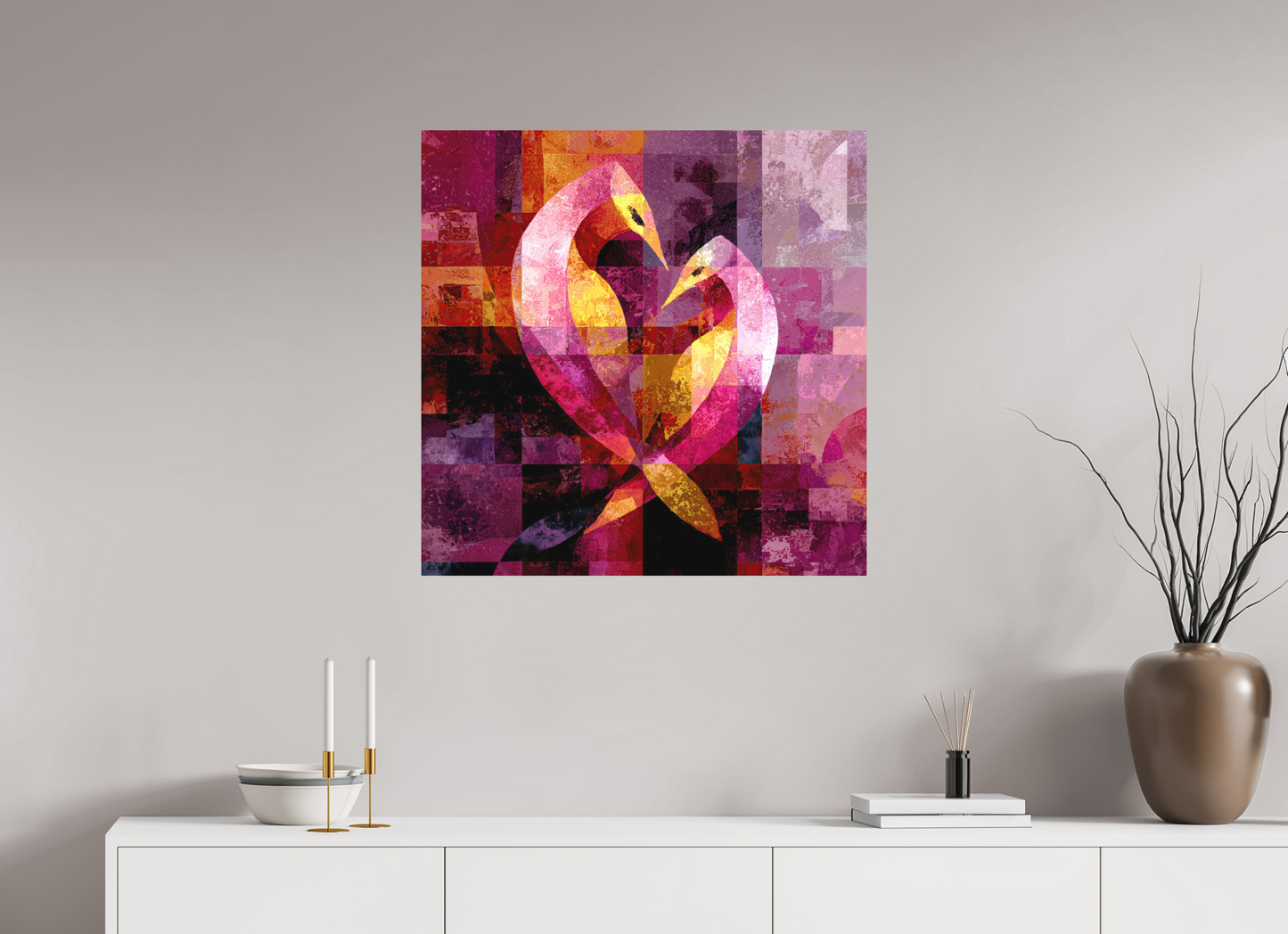 30 x 30″, Photo Print on Aluminum Backing Love Birds
