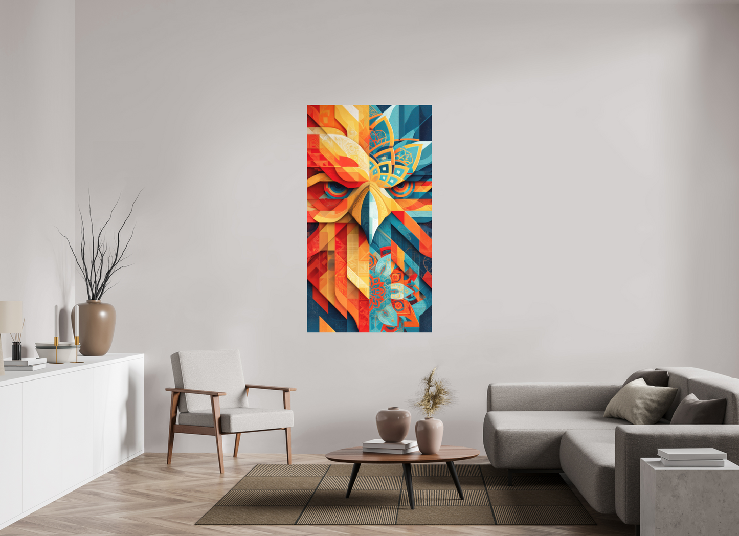 35 x 63.7″, Photo Print on Aluminum Backing Abstract Warm & Cold Eagle