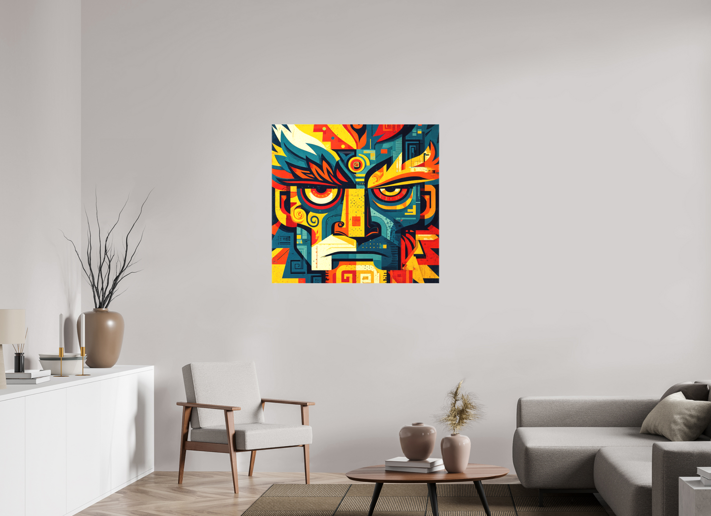 38 x 36″, Textile on Canvas Urban Tribal 3