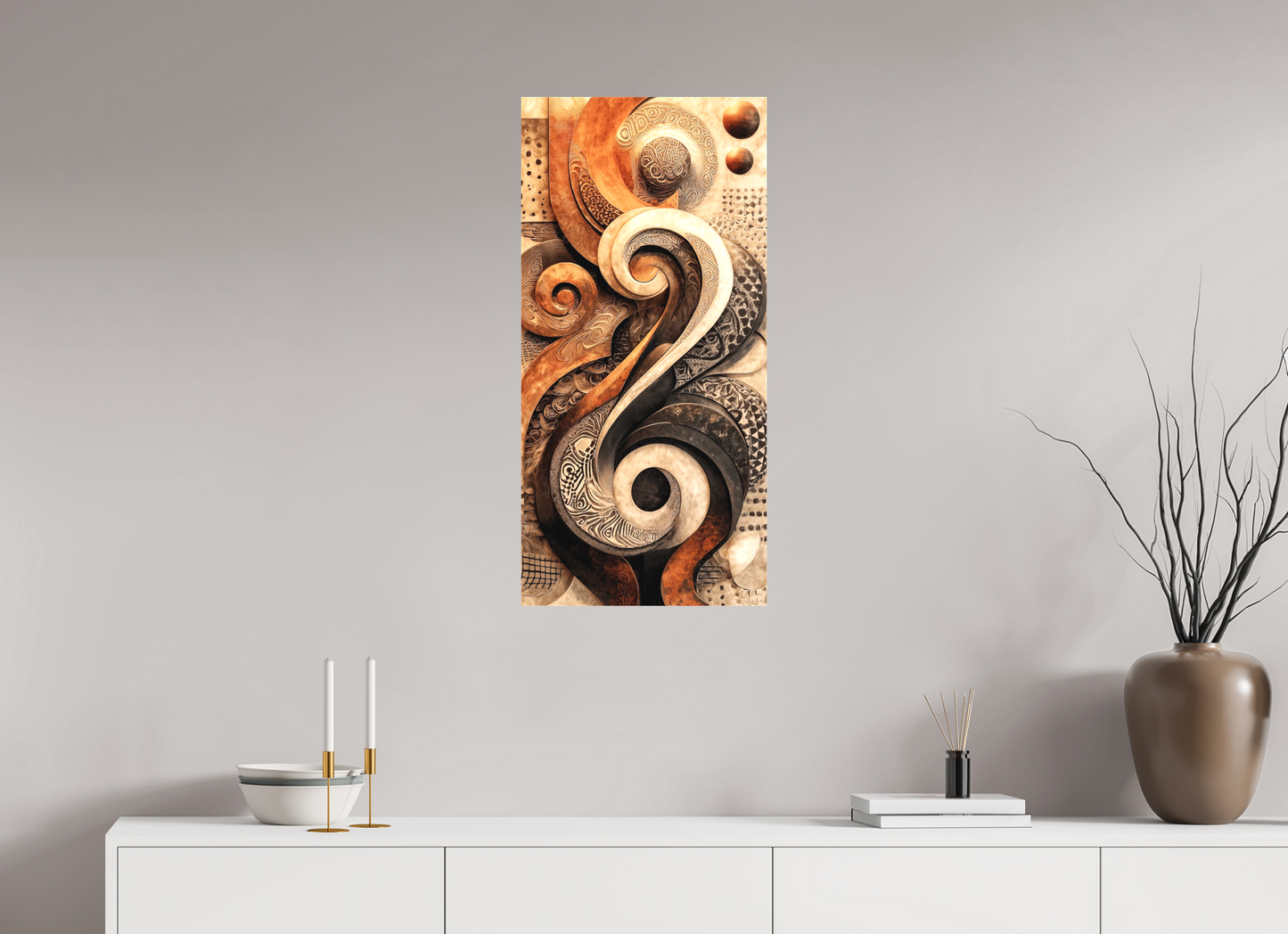 16 x 33.5″, Textile on Canvas Abstract Shapes 2