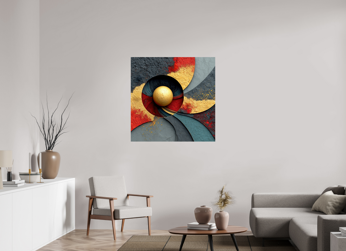 40 x 40″, Fine Art Print On Aluminum Dibond Gold Ball