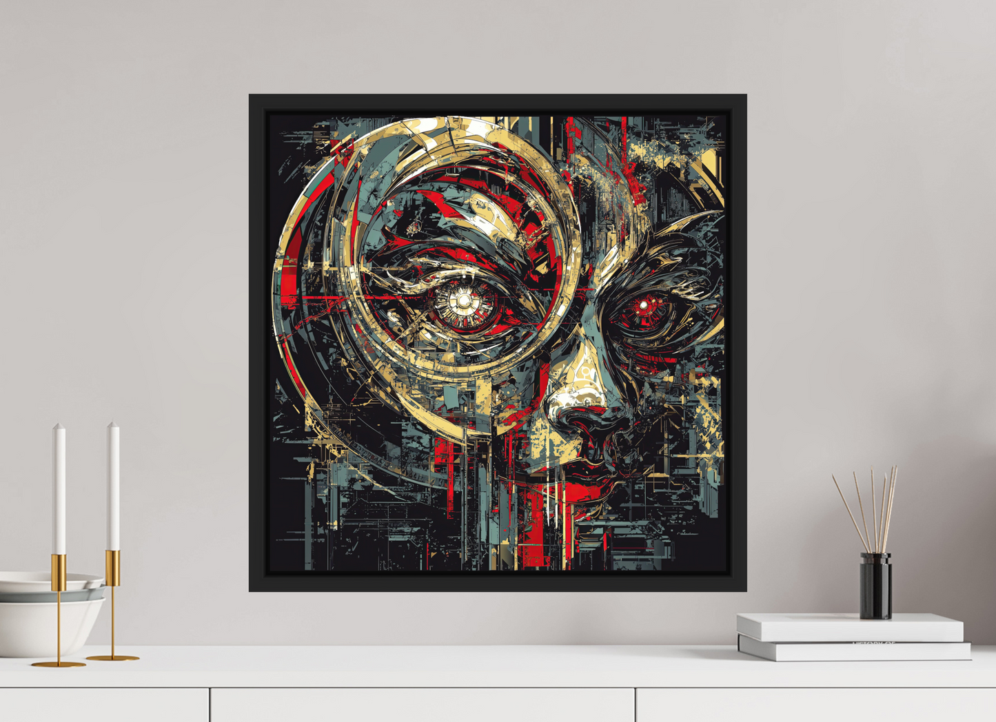 20 x 20″, Photo Print on Aluminum Backing with boarder Abstract Female Eye