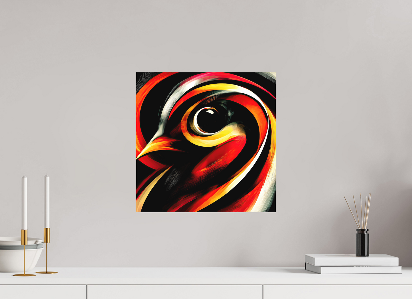 15 x 15″, Photo Print on Aluminum Backing Abstract Bird