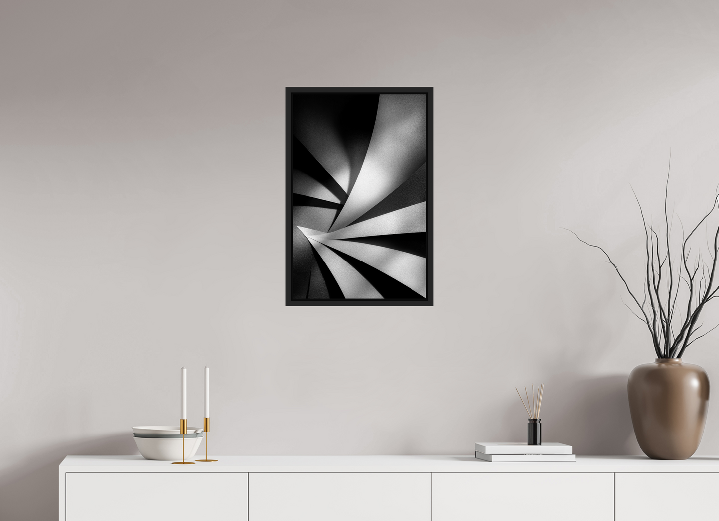 16 x 24.5″, Fine Art Print on Aluminum Dibond with Boarder Abstract B&W 2