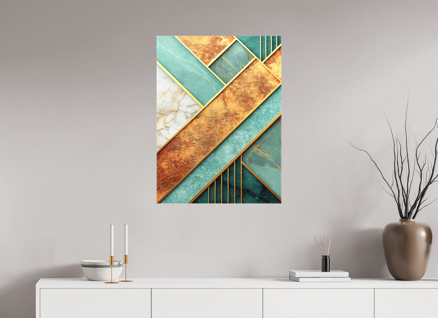 24 x 32.4″, Textile on Canvas Art Deco Atlantis