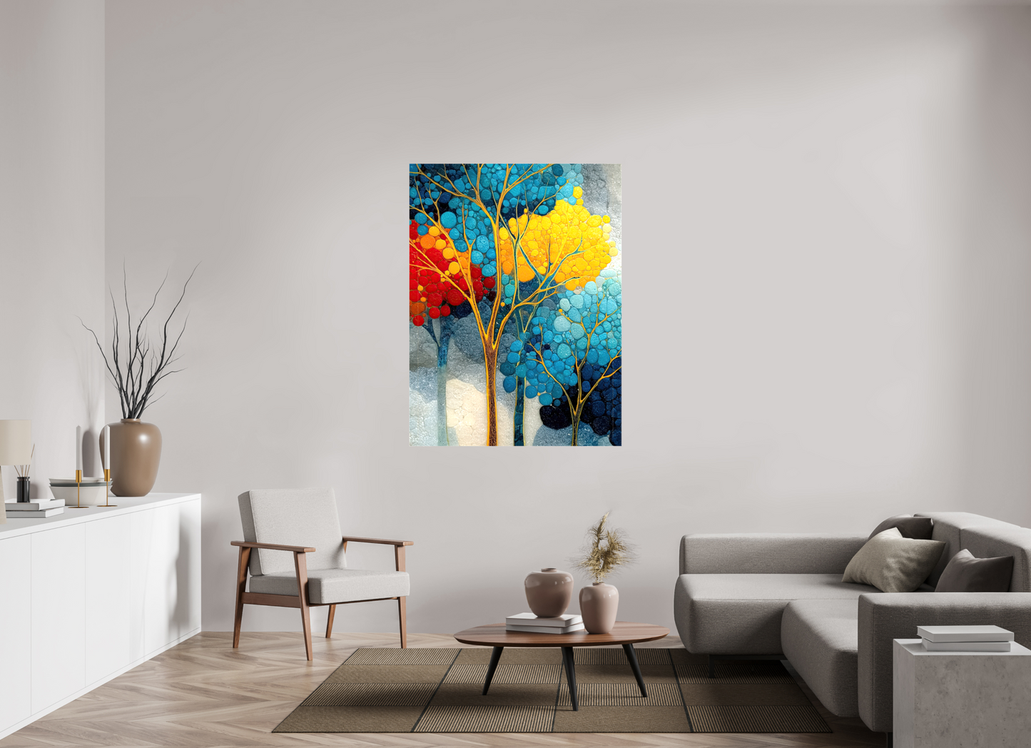 42 x 56″, Glossy Canvas City Trees