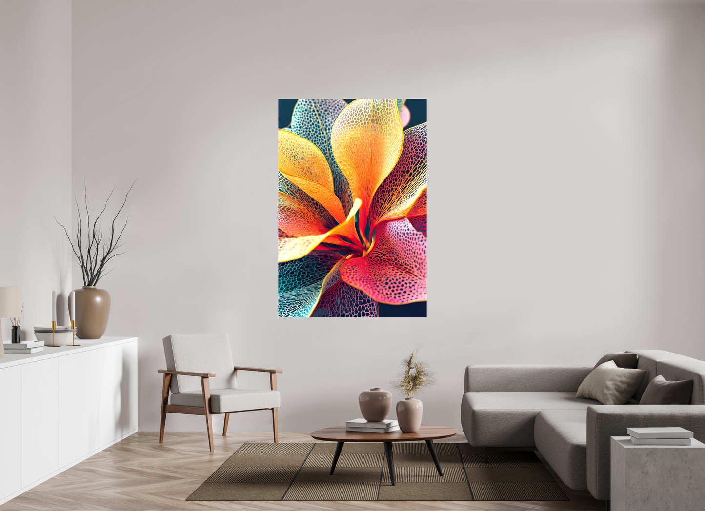 43 x 63.3″, Glossy Canvas Colorful Flower