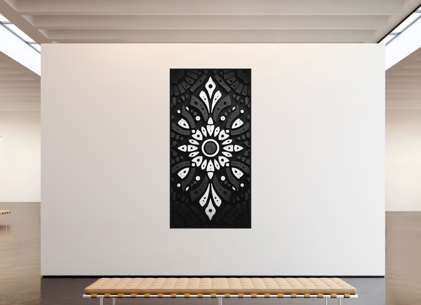 47 x 94″, Photo Print on Aluminum Backing with boarder Black & White Tribal 2