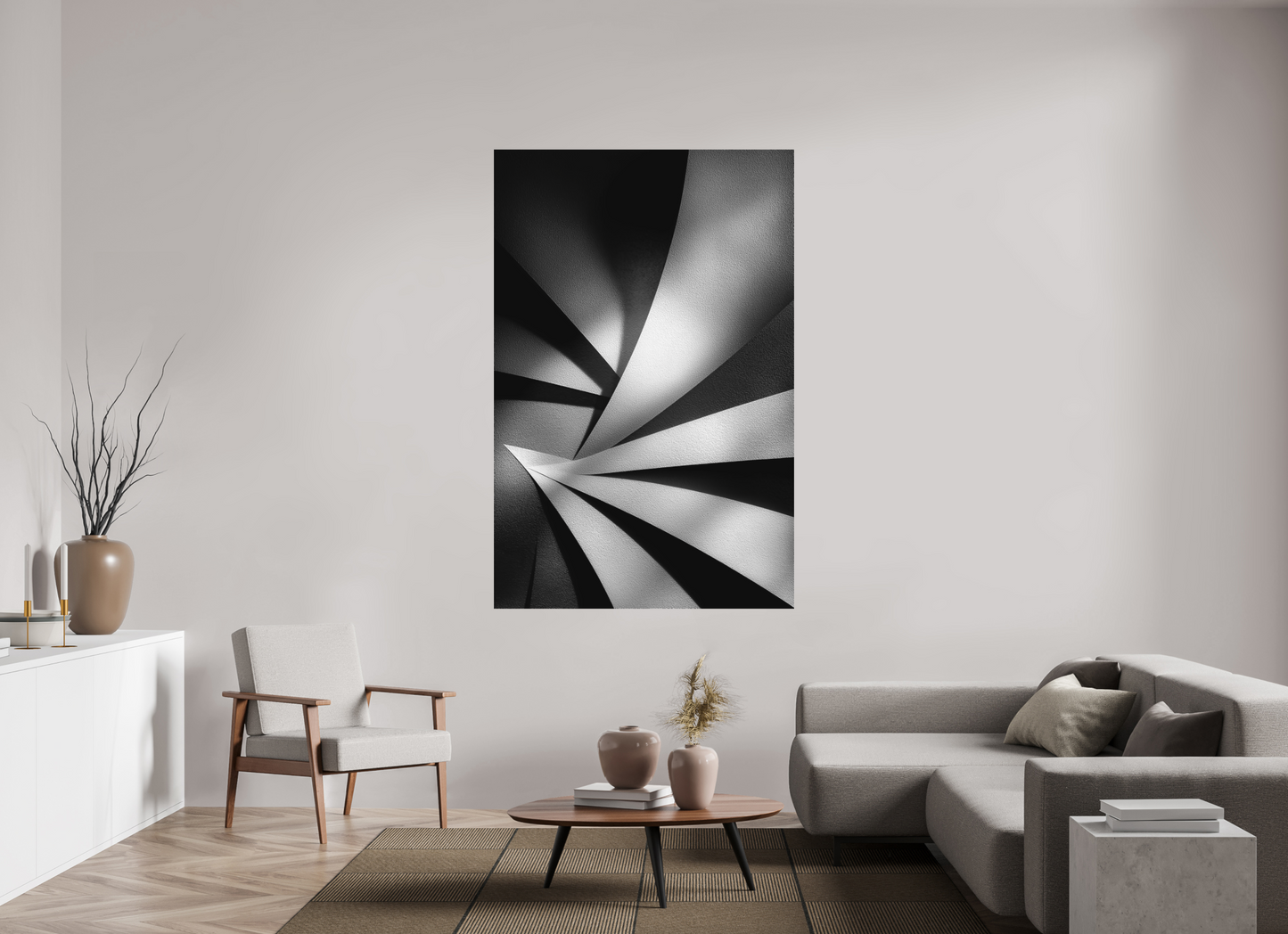 47 x 71.9″, Photo Print on Aluminum Backing Abstract B&W 2