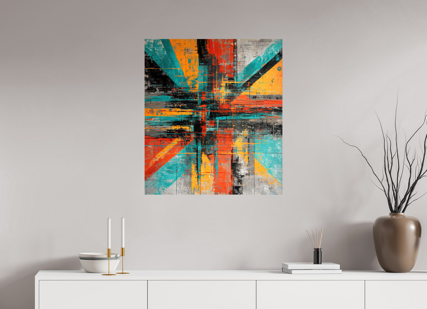 28 x 31.7″, Fine Art Print On Aluminum Dibond Abstract Paint Lines