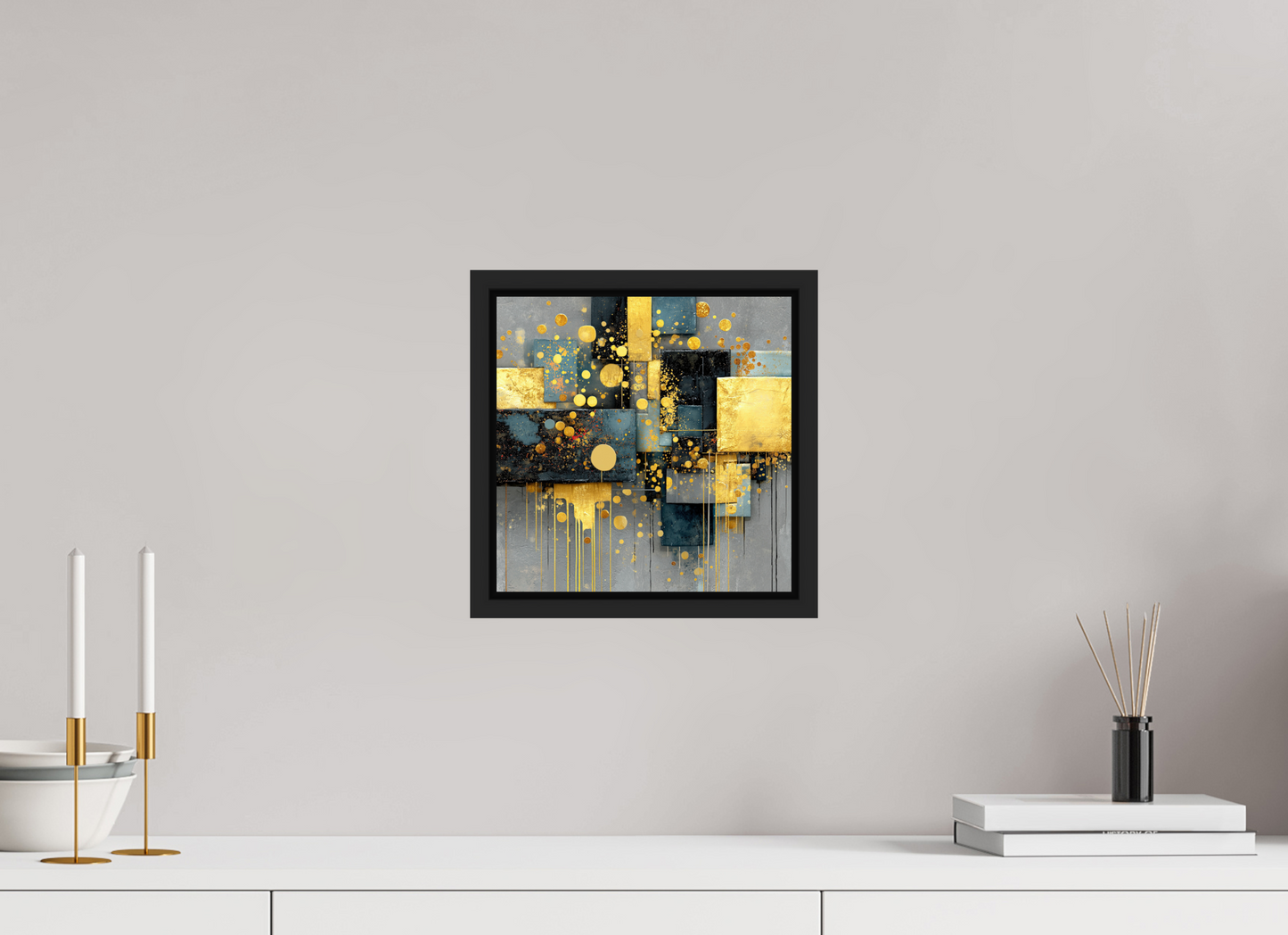 10 x 10″, Fine Art Print on Aluminum Dibond with Boarder Abstract Gold